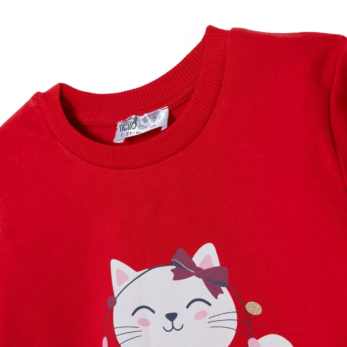HelloBaby Animal Print Brushed Baby Sweatshirt (3-6 Months to 2-3 Years) Red - ebebek