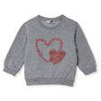 HelloBaby Heart Print Brushed Baby Sweatshirt (3-6 Months to 2-3 Years) Grey - ebebek