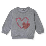 HelloBaby Heart Print Brushed Baby Sweatshirt (3-6 Months to 2-3 Years) Grey - ebebek