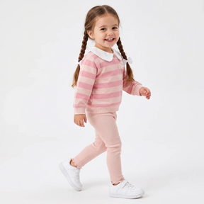 HelloBaby Bear Print Baby Sweatshirt & Leggings Set (3-6 Months to 4-5 Years) Pink Printed - ebebek