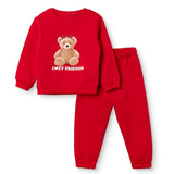 HelloBaby 2 Piece Bear Print Baby Tracksuit Set (3-6 Months to 2-3 Years) Red - ebebek