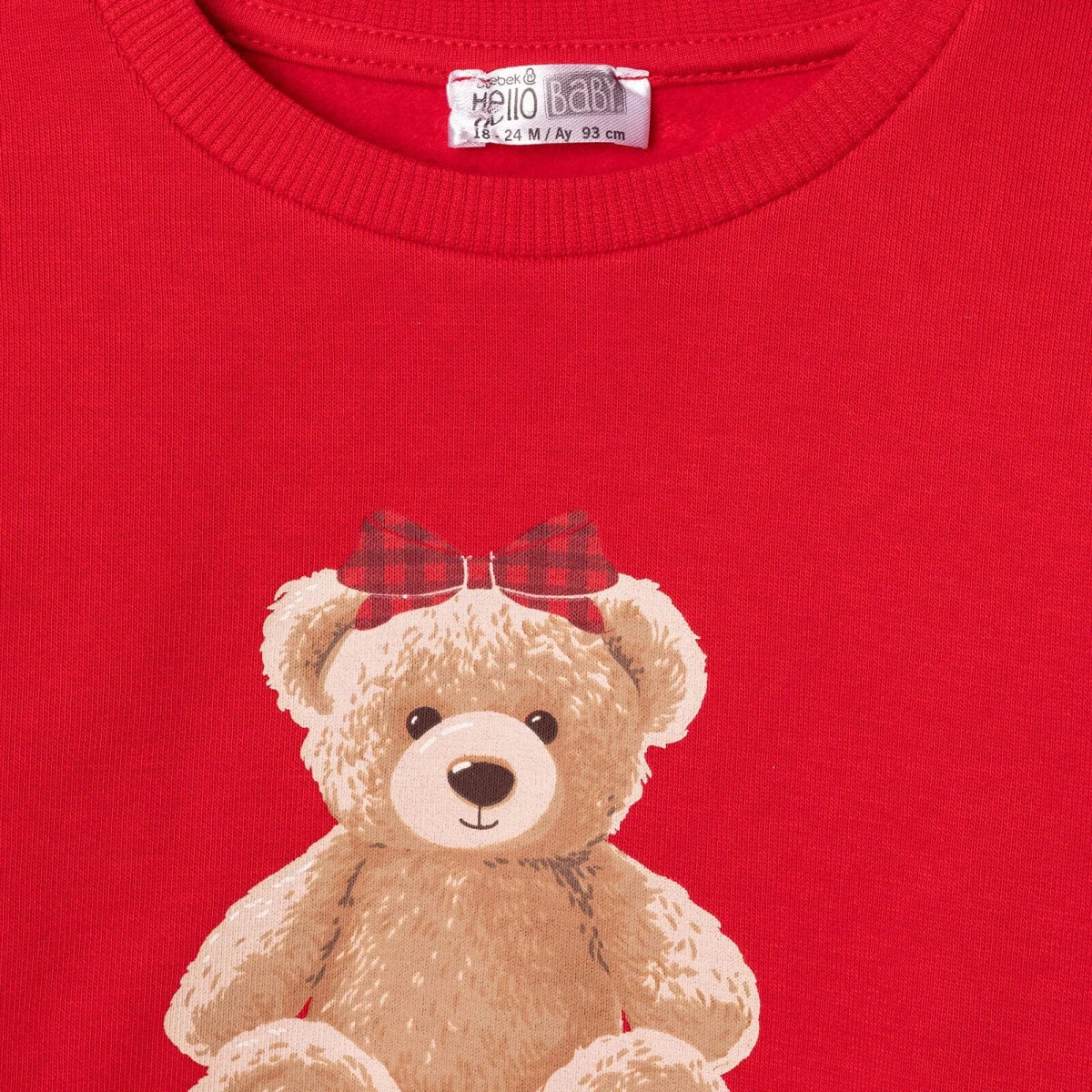 HelloBaby 2 Piece Bear Print Baby Tracksuit Set (3-6 Months to 2-3 Years) Red - ebebek