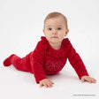 HelloBaby Bow Embroidered Velour Footed Baby Sleepsuit (Newborn to 6-9 Months) Red - ebebek