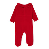 HelloBaby Bow Embroidered Velour Footed Baby Sleepsuit (Newborn to 6-9 Months) Red - ebebek