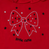 HelloBaby Bow Embroidered Velour Footed Baby Sleepsuit (Newborn to 6-9 Months) Red - ebebek