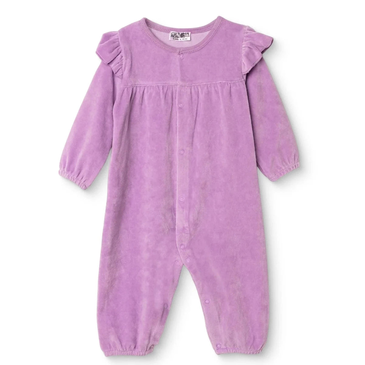 HelloBaby Frill Shoulder Footless Velour Baby Sleepsuit (Newborn to 6-9 Months) Lilac - ebebek
