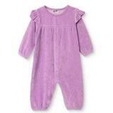 HelloBaby Frill Shoulder Footless Velour Baby Sleepsuit (Newborn to 6-9 Months) Lilac - ebebek