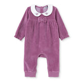HelloBaby Embroidered Footless Velour Baby Sleepsuit (Newborn to 6-9 Months) Lilac - ebebek