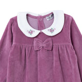 HelloBaby Embroidered Footless Velour Baby Sleepsuit (Newborn to 6-9 Months) Lilac - ebebek
