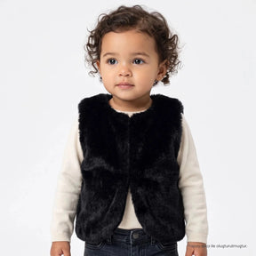 HelloBaby Buttoned Plush Baby Gilet (6-9 Months to 4-5 Years) - Black Black - ebebek