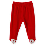 HelloBaby Reindeer Embroidered Velour Footed Baby Bottoms (Newborn to 6-9 Months) Red - ebebek