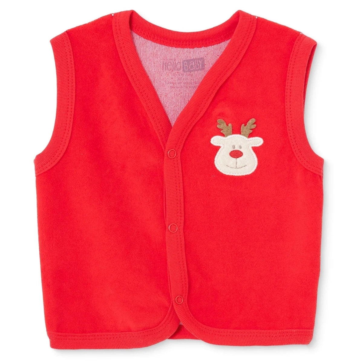 HelloBaby Deer Print Velour Baby Gilet (Newborn to 6-9 Months) - Red Red - ebebek