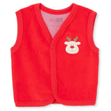 HelloBaby Deer Print Velour Baby Gilet (Newborn to 6-9 Months) - Red Red - ebebek