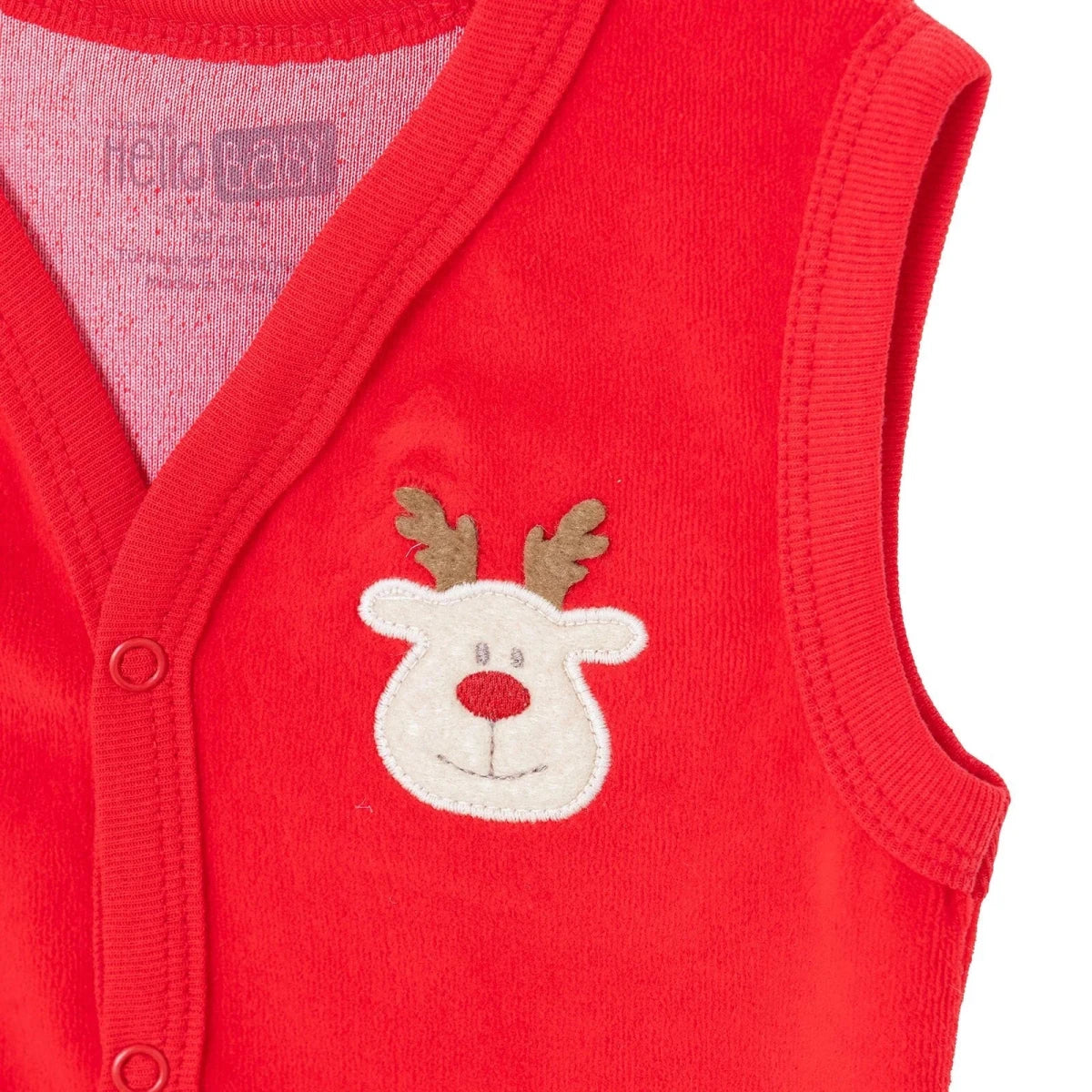 HelloBaby Deer Print Velour Baby Gilet (Newborn to 6-9 Months) - Red Red - ebebek