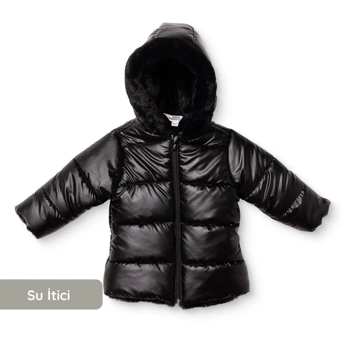 Midimod Water-Repellent Hooded Baby Coat (12 Months to 2-3 Years) Black - ebebek