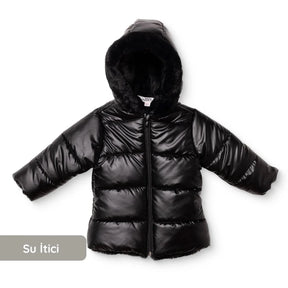 Midimod Water-Repellent Hooded Baby Coat (12 Months to 2-3 Years) Black - ebebek