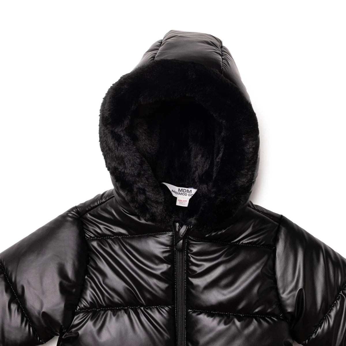 Midimod Water-Repellent Hooded Baby Coat (12 Months to 2-3 Years) Black - ebebek