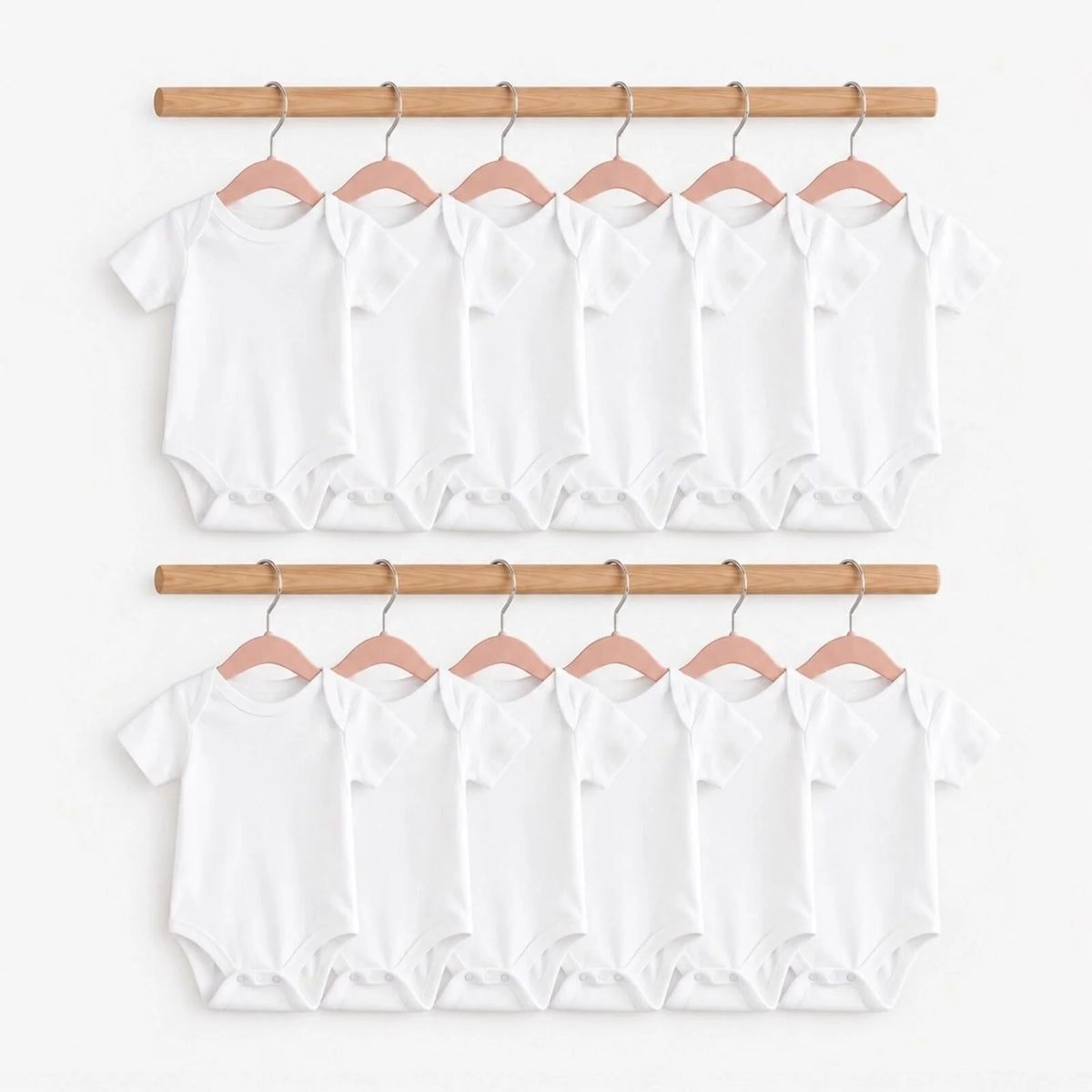 HelloBaby Unisex White Short Sleeve Bodysuits 12 Pack - White