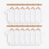 HelloBaby Unisex White Short Sleeve Bodysuits 12 Pack - White