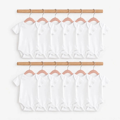 HelloBaby Unisex White Short Sleeve Bodysuits 12 Pack - White White - ebebek