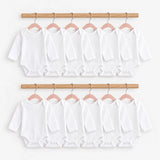 HelloBaby Unisex White Long Sleeve Bodysuits 12 Pack - White