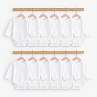 HelloBaby Unisex White Long Sleeve Bodysuits 12 Pack - White White - ebebek