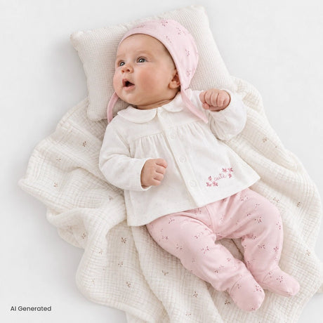 Bebetto 5 Piece "Cutie" Embroidered Baby Hospital Bag Set on a Hanger (Newborn) Pink - ebebek