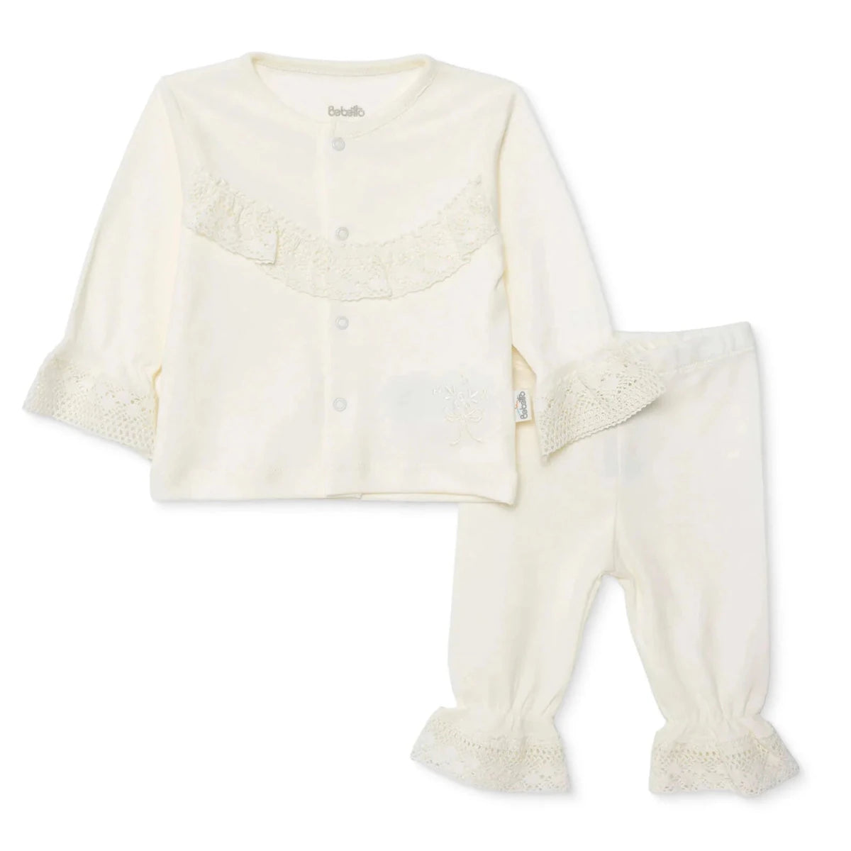 Bebetto Long Sleeve Baby Cardigan & Leggings Set (Newborn to 6-9 Months) Ecru - ebebek