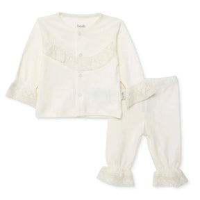 Bebetto Long Sleeve Baby Cardigan & Leggings Set (Newborn to 6-9 Months) Ecru - ebebek