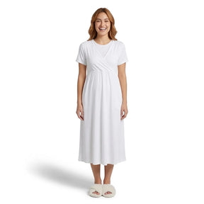Baby Mom Women's Short Sleeve V-Neck Nightdress (S to 2XL) Ecru - ebebek