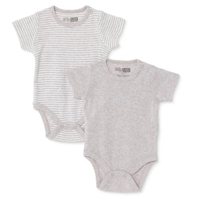 HelloBaby 2 Pack Striped Short Sleeve Baby Bodysuits (1-3 Months to 2-3 Years) Light Brown - ebebek