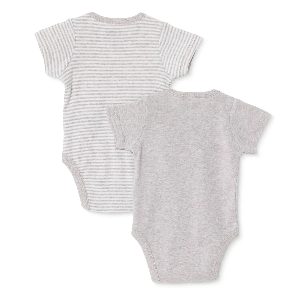HelloBaby 2 Pack Striped Short Sleeve Baby Bodysuits (1-3 Months to 2-3 Years) Light Brown - ebebek