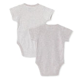 HelloBaby 2 Pack Striped Short Sleeve Baby Bodysuits (1-3 Months to 2-3 Years) Light Brown - ebebek