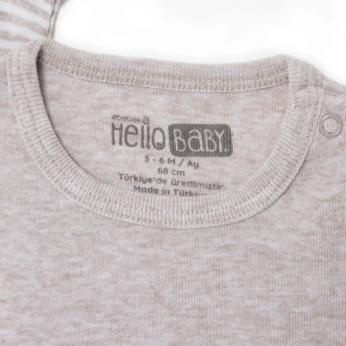 HelloBaby 2 Pack Striped Short Sleeve Baby Bodysuits (1-3 Months to 2-3 Years) Light Brown - ebebek
