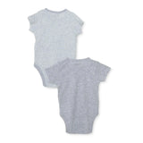 HelloBaby 2 Pack Striped Short Sleeve Baby Bodysuits (1-3 Months to 2-3 Years) Grey - ebebek