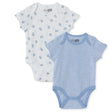 HelloBaby 2 Pack Bear Print Short Sleeve Baby Bodysuits (1-3 Months to 2-3 Years) Light Blue - ebebek