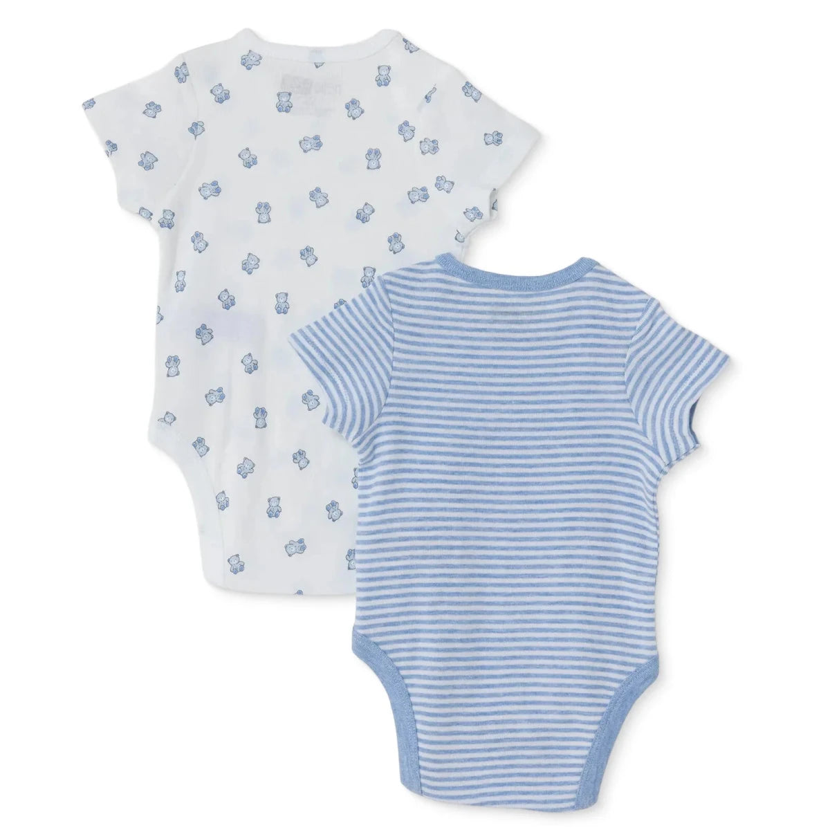 HelloBaby 2 Pack Bear Print Short Sleeve Baby Bodysuits (1-3 Months to 2-3 Years) Light Blue - ebebek