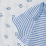 HelloBaby 2 Pack Bear Print Short Sleeve Baby Bodysuits (1-3 Months to 2-3 Years) Light Blue - ebebek