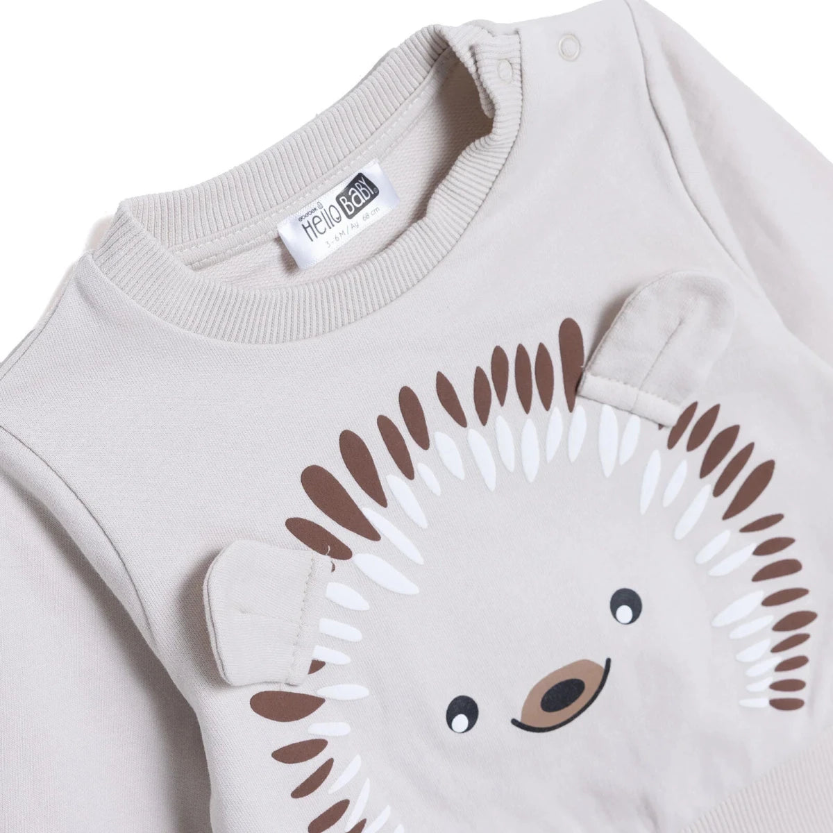 HelloBaby Hedgehog Print Baby Sweatshirt (1-3 Months to 12 Months) Mink - ebebek