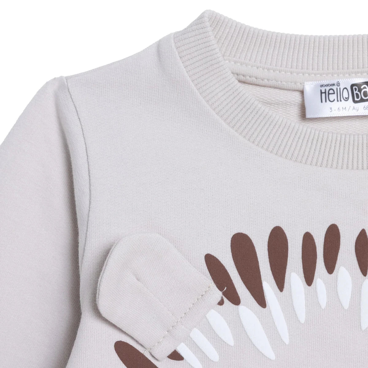 HelloBaby Hedgehog Print Baby Sweatshirt (1-3 Months to 12 Months) Mink - ebebek