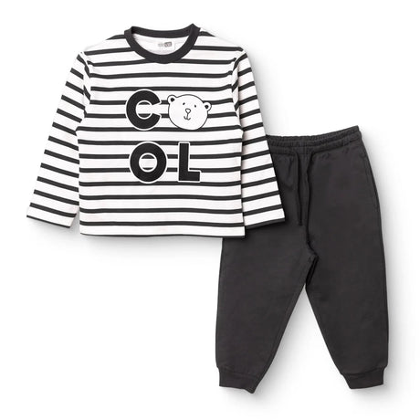 HelloBaby Loopback Baby Sweatshirt & Joggers Set (3-6 Months to 3-4 Years) Black Printed - ebebek