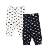 HelloBaby 2 Pack Bow Print Interlock Footless Baby Bottoms (3-6 Months to 2-3 Years)