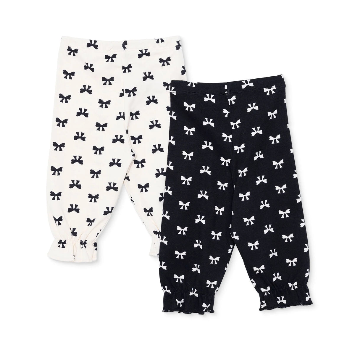 HelloBaby 2 Pack Bow Print Interlock Footless Baby Bottoms (3-6 Months to 2-3 Years)