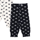 HelloBaby 2 Pack Bow Print Interlock Footless Baby Bottoms (3-6 Months to 2-3 Years)