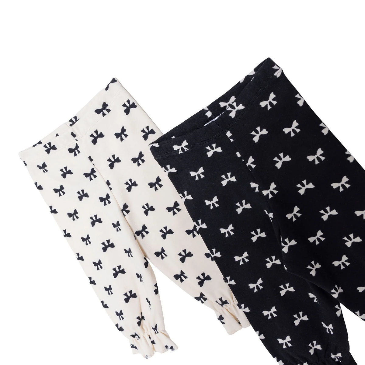 HelloBaby 2 Pack Bow Print Interlock Footless Baby Bottoms (3-6 Months to 2-3 Years)