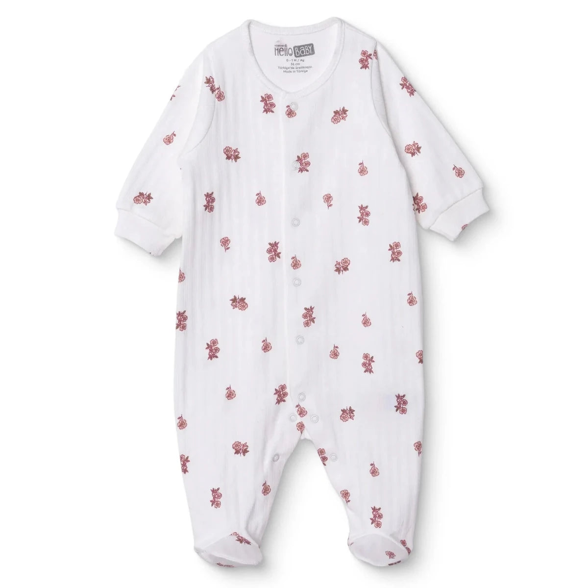 HelloBaby Girls Footed Romper Flower - Ecru Ecru - ebebek