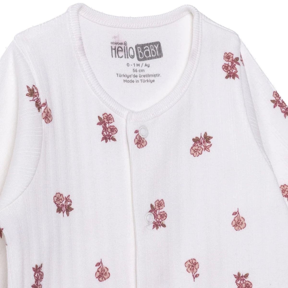 HelloBaby Girls Footed Romper Flower - Ecru Ecru - ebebek