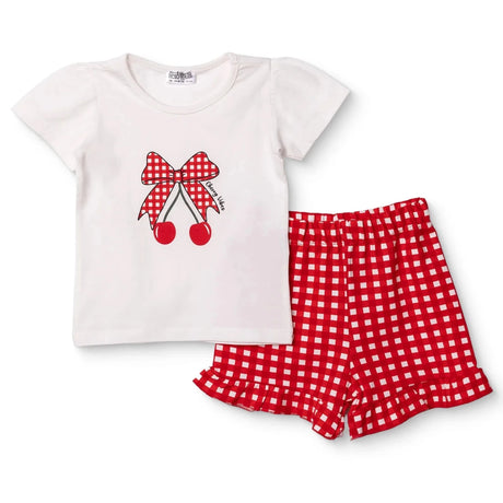 HelloBaby Girls T-shirt & Shorts Set Bow Print - Ecru Ecru - ebebek