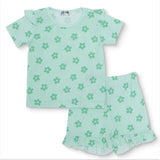 HelloBaby Girls T-shirt & Shorts Set Floral Print - Green Printed Green Printed - ebebek
