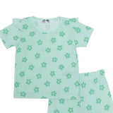 HelloBaby Girls T-shirt & Shorts Set Floral Print - Green Printed Green Printed - ebebek
